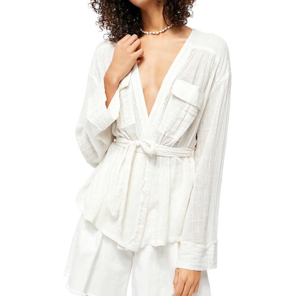 Free People Safari Sheer Wrap Top xs never worn small fits